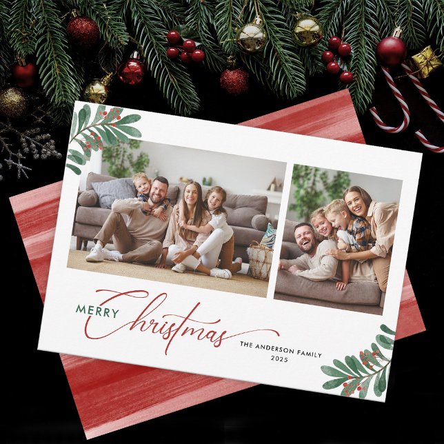Cartes Pour Fêtes Annuelles Élégante typographie de Noël 2 Photos (Créateur téléchargé)