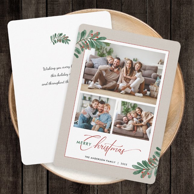 Cartes Pour Fêtes Annuelles Élégante typographie de Noël 3 Photos (Créateur téléchargé)