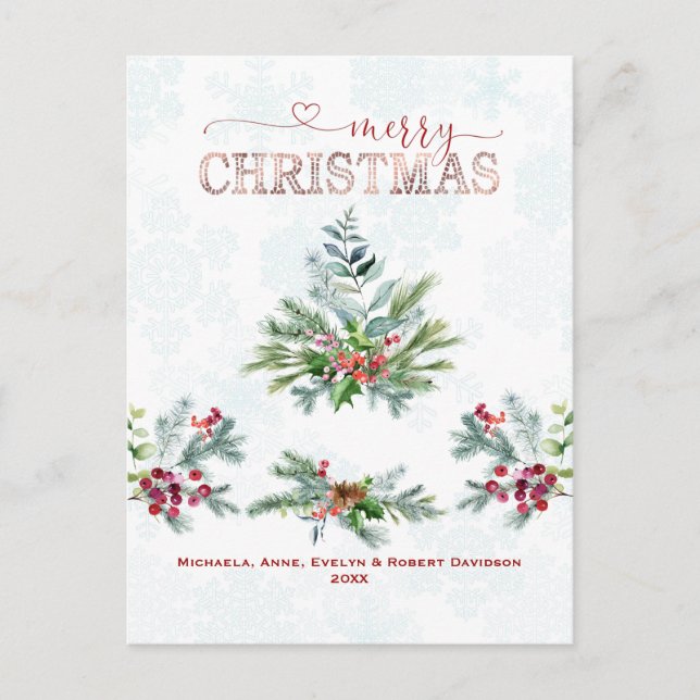 Cartes Pour Fêtes Annuelles Élégante Typographie de Noël Joyeux (Devant)