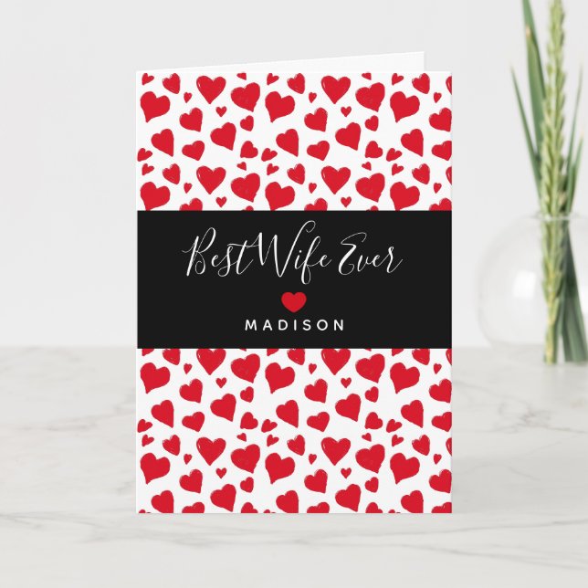 Cartes Pour Fêtes Annuelles Elégante Valentines Day Meilleure femme Rouge Pers (Devant)