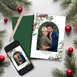 Cartes Pour Fêtes Annuelles Elégante verdure Berries Arch Photo de Noël