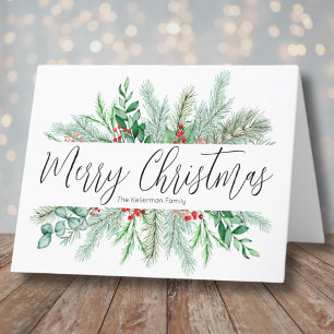 Cartes Pour Fêtes Annuelles Élégante verdure boranique Joyeux Noël
