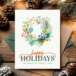 Cartes Pour Fêtes Annuelles Élégante verdure botanique de Noël joyeux