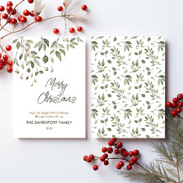 Cartes Pour Fêtes Annuelles Elégante verdure hivernale aux baies