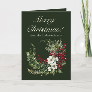 Cartes Pour Fêtes Annuelles Élégante verdure hivernale Joyeux Noël Non Photo