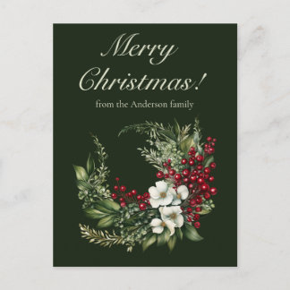 Cartes Pour Fêtes Annuelles Élégante verdure hivernale Joyeux Noël Non Photo