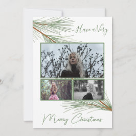 Cartes Pour Fêtes Annuelles Élégante verdure hivernale Joyeux sapin de Noël Ph