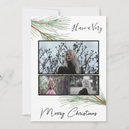 Cartes Pour Fêtes Annuelles Élégante verdure hivernale Joyeux sapin de Noël Ph