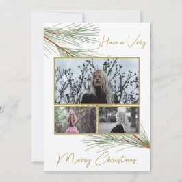 Cartes Pour Fêtes Annuelles Élégante verdure hivernale Joyeux sapin de Noël Ph