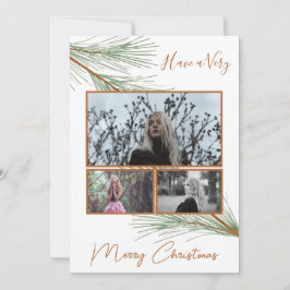 Cartes Pour Fêtes Annuelles Élégante verdure hivernale Joyeux sapin de Noël Ph