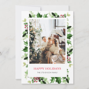 Cartes Pour Fêtes Annuelles Élégante verdure Joyeuses vacances Photo