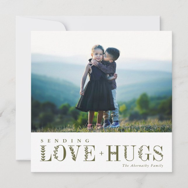 Cartes Pour Fêtes Annuelles Élégante verdure Laisser l'amour Hugs Olivier | Ph (Devant)