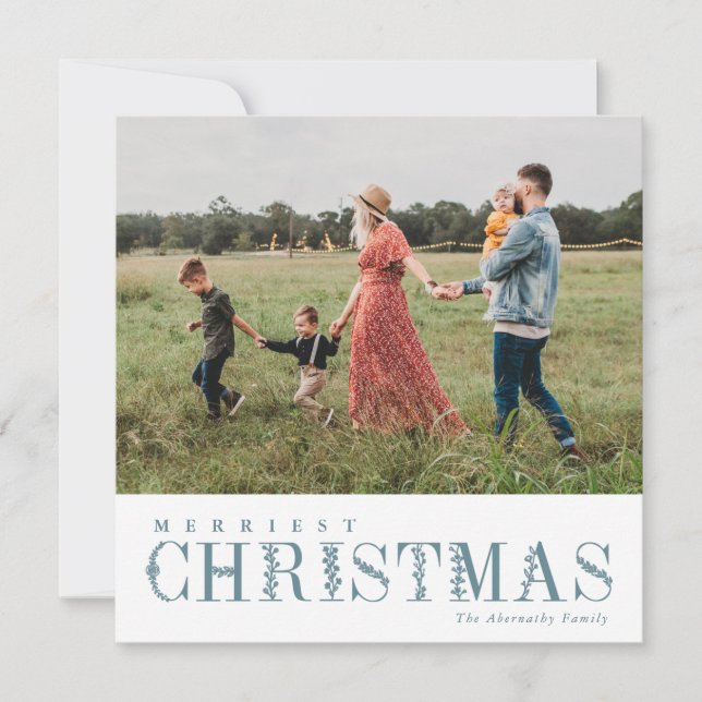 Cartes Pour Fêtes Annuelles Élégante verdure Laisser Noël Dusty | Photo (Devant)