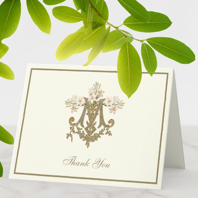 Cartes Pour Fêtes Annuelles Élégante Vierge Marie Lys d'or religieux (Créateur téléchargé)