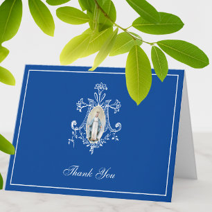 Cartes Pour Fêtes Annuelles Élégante Vierge Marie Religieuse Catholique Floral