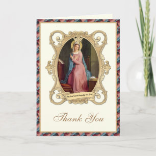 Cartes Pour Fêtes Annuelles Élégante Vierge Marie Religieux Catholique Floral 