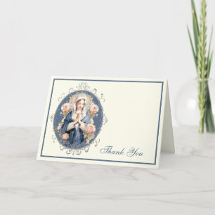 Cartes Pour Fêtes Annuelles Élégante Vierge Marie Religieux Catholique Floral
