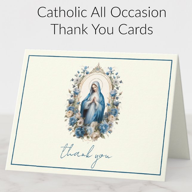 Cartes Pour Fêtes Annuelles Élégante Vierge Marie Religieux Catholique Floral (Créateur téléchargé)