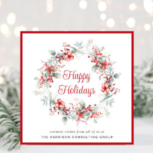 Cartes Pour Fêtes Annuelles Élégante Wreath Business Entreprise Noël