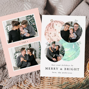 Cartes Pour Fêtes Annuelles Élégantes Boules de Noël à l'Aquarelle 4 Photos