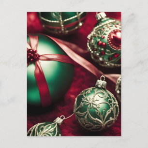 Cartes Pour Fêtes Annuelles Élégantes boules de Noël Rouge Vert Victorien