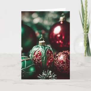 Cartes Pour Fêtes Annuelles Élégantes boules de Noël Rouge Vert Victorien
