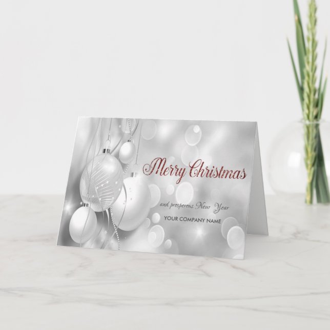 Cartes Pour Fêtes Annuelles Élégantes boules de Noël, Salutation d'entreprise (Devant)
