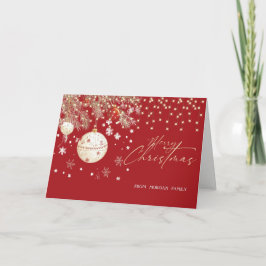 Cartes Pour Fêtes Annuelles Élégantes boules de Noël String lumières rouge