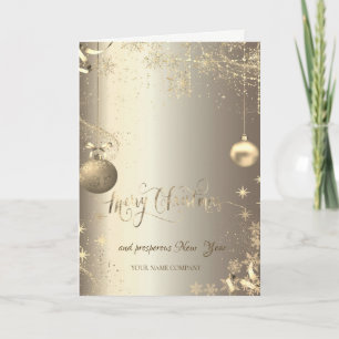 Cartes Pour Fêtes Annuelles Élégantes boules d'or Snowflakes Étoiles