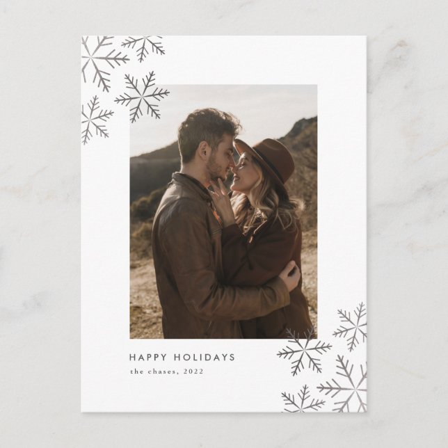 Cartes Pour Fêtes Annuelles Élégantes flocons de neige en feuille moderne Phot (Devant)