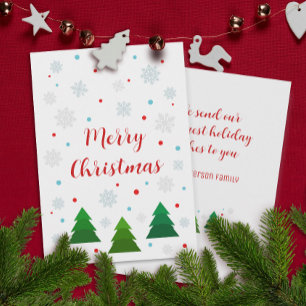 Cartes Pour Fêtes Annuelles Élégants arbres de Noël modernes et flocons de nei