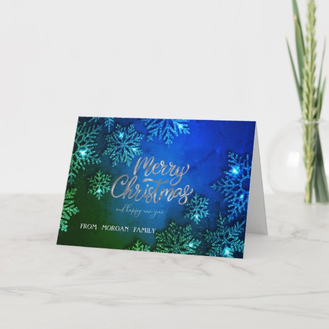 Cartes Pour Fêtes Annuelles Élégants Snowflakes Joyeux Noël (Devant)