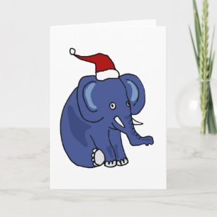 Cartes Pour Fêtes Annuelles Elephant amusant à Santa Hat Art de Noël