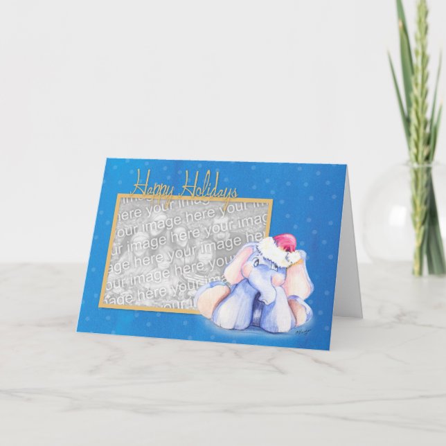 Cartes Pour Fêtes Annuelles Eléphant bébé avec Santa Hat (Devant)