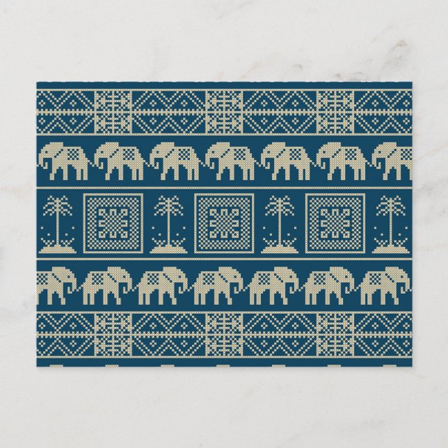 Cartes Pour Fêtes Annuelles Eléphant brodé (Devant)