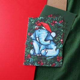 Cartes Pour Fêtes Annuelles Elephant de Noël Holly