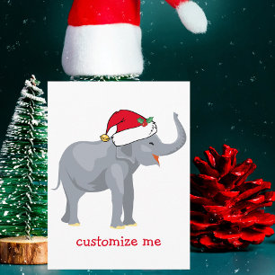Cartes Pour Fêtes Annuelles Elephant de Noël Père Noël Cute