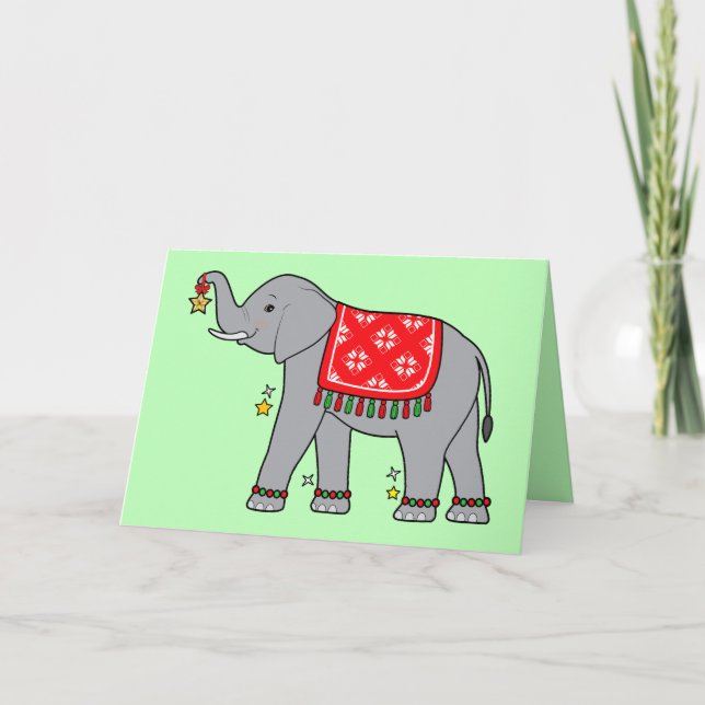 Cartes Pour Fêtes Annuelles Eléphant décoré pour les fêtes (Devant)
