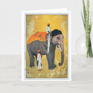 Cartes Pour Fêtes Annuelles Éléphant, Hiroshi Yoshida, coupe de bois