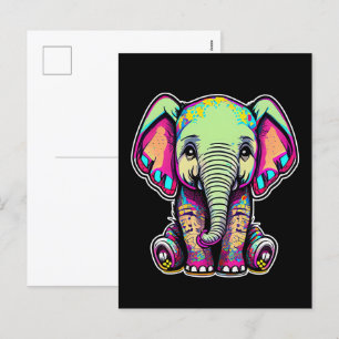Cartes Pour Fêtes Annuelles Eléphant mignon assis illustration numérique