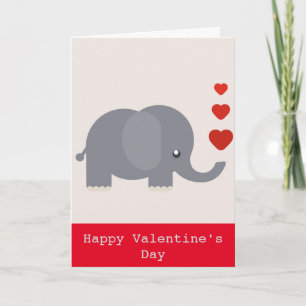 Cartes Pour Fêtes Annuelles Éléphant mignon avec amour lunatique de coeurs