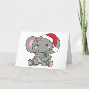 Cartes Pour Fêtes Annuelles Eléphant Noël Animaux d'hiver Eléphants Vacances
