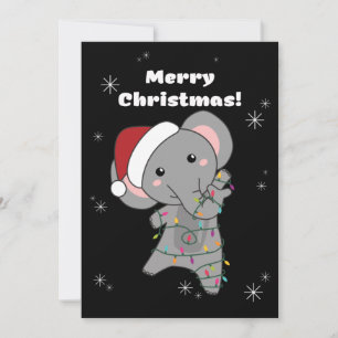 Cartes Pour Fêtes Annuelles Eléphant Noël Neige Hiver Animaux Eléphants