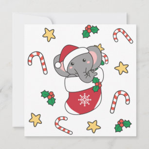 Cartes Pour Fêtes Annuelles Eléphant Noël Neige Hiver Animaux Eléphants