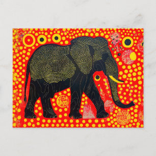Cartes Pour Fêtes Annuelles Eléphant noir avec Motif à bulle orange