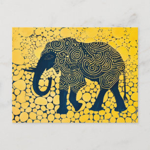 Cartes Pour Fêtes Annuelles Eléphant noir et jaune sur peigne de miel