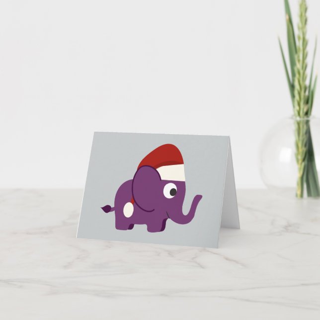 Cartes Pour Fêtes Annuelles Eléphant Père Noël mou (Devant)