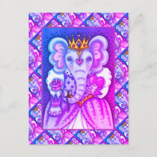 CARTES POUR FÊTES ANNUELLES ELEPHANT REINE DES COEURS ET ROSE ROYAL VALENTINE