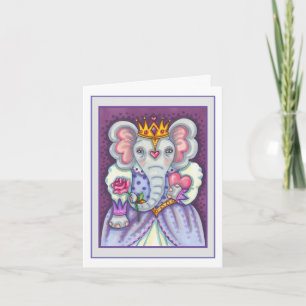 CARTES POUR FÊTES ANNUELLES ELEPHANT REINE DES COEURS ET ROSE ROYAL VALENTINE