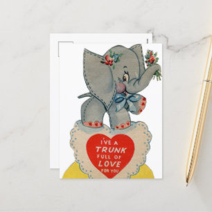 Cartes Pour Fêtes Annuelles éléphant rétro vintage Valentine